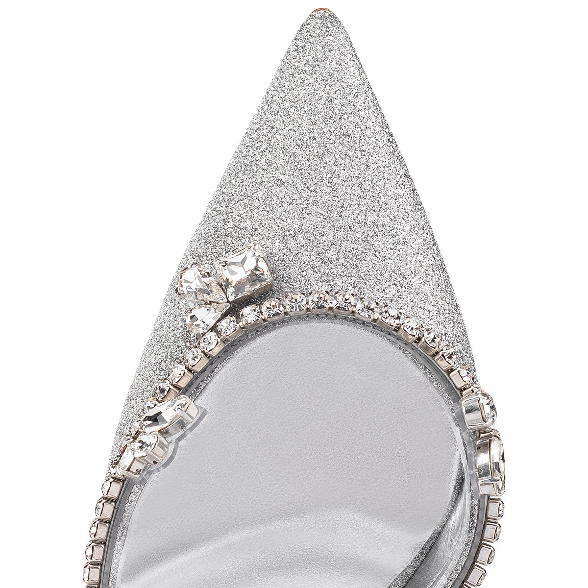 Marykate Queen 100 mm Glittered Calf Leather and PVC Silver Pumps