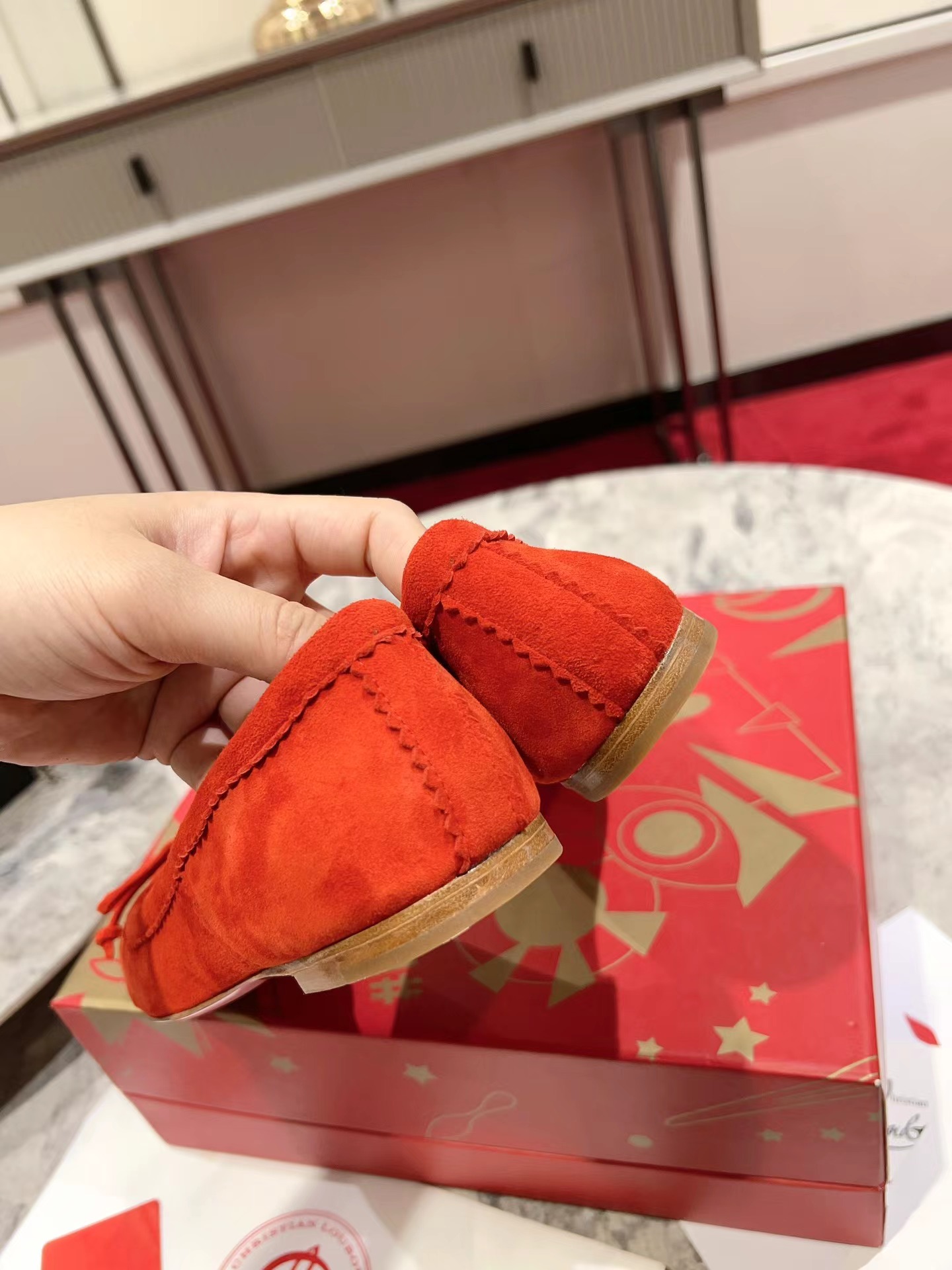 Mamadrague Ballerinas Veau Velours Red