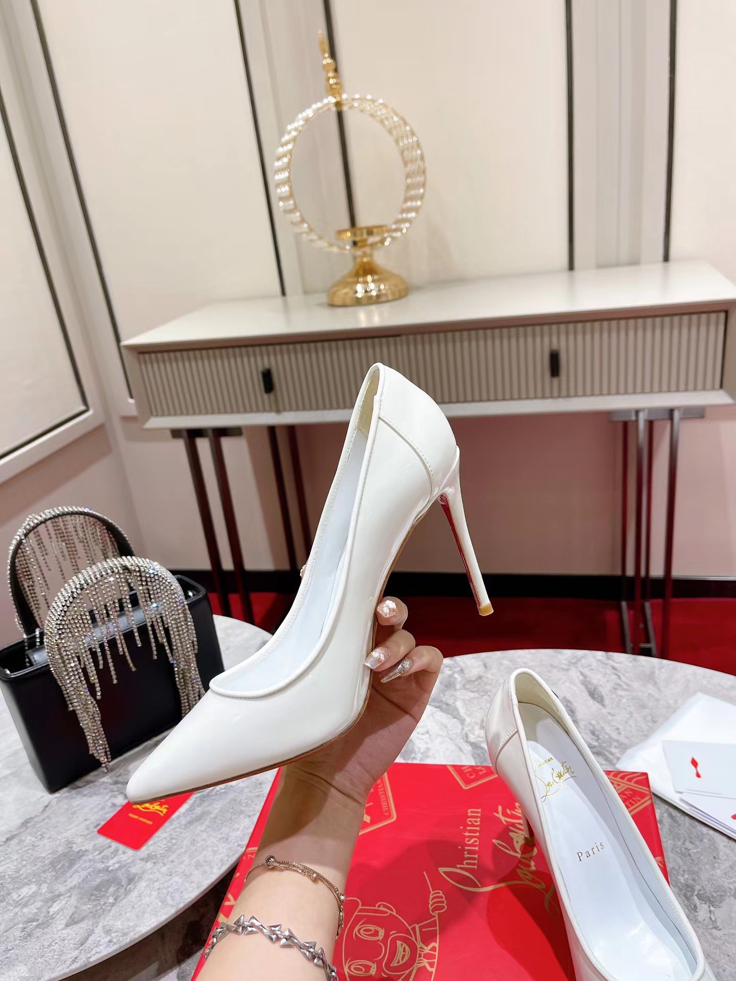 Sporty Kate 85 mm Patent Leather White 22S