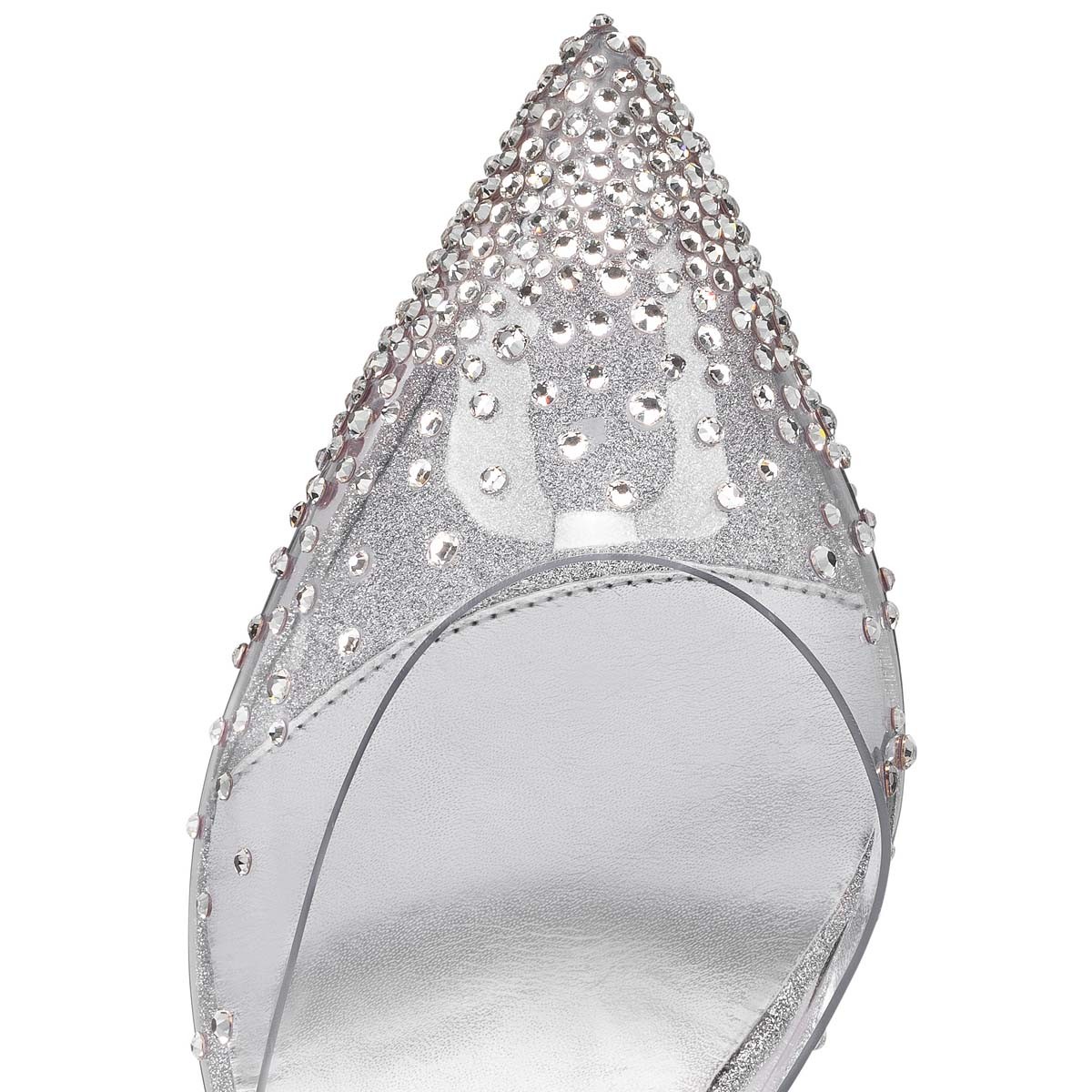 Spikaqueen 100 mm PVC Calf Leather and Strass Silver Pumps
