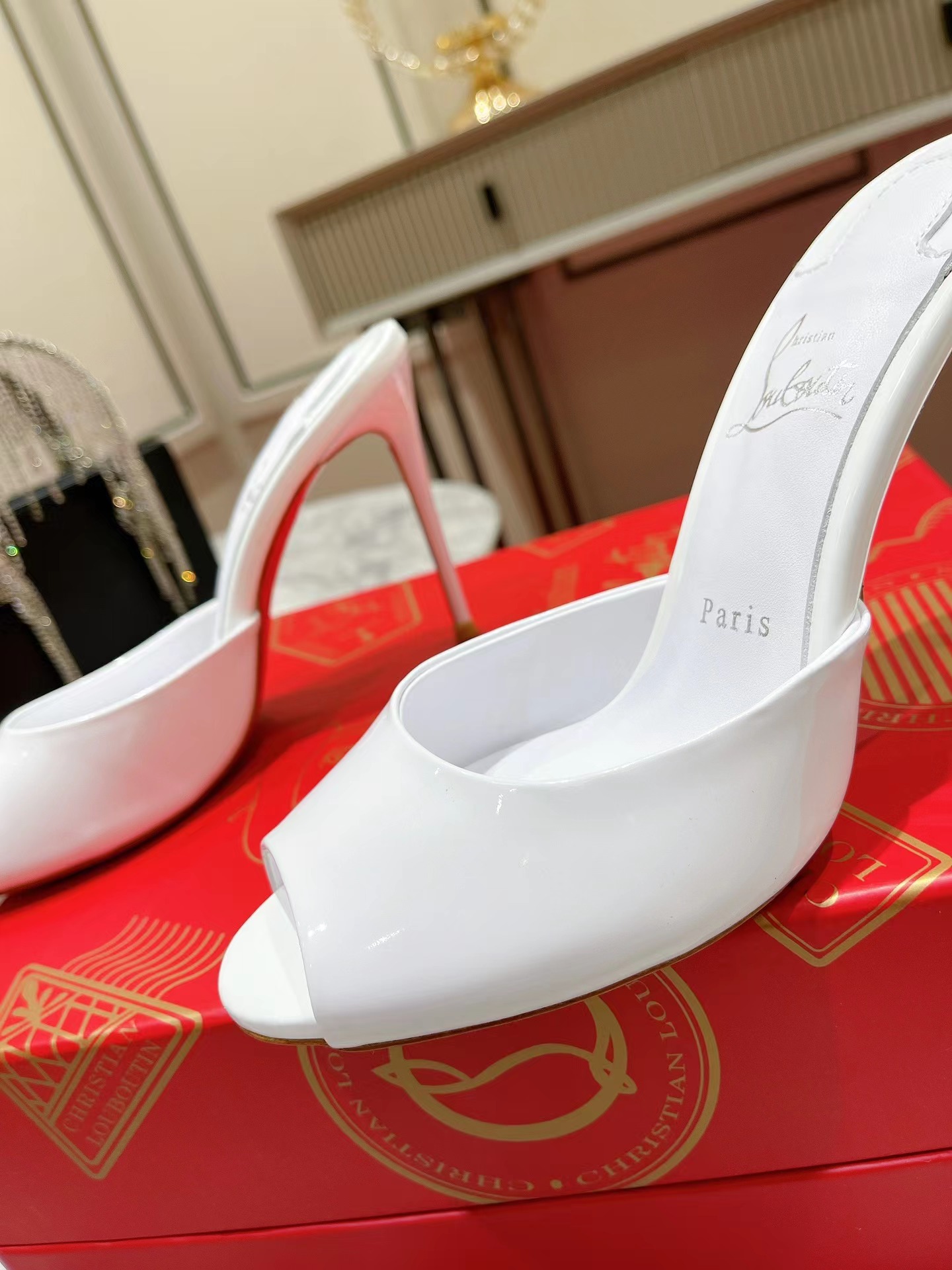Me Dolly 100 mm Mules Patent Calf Bianco