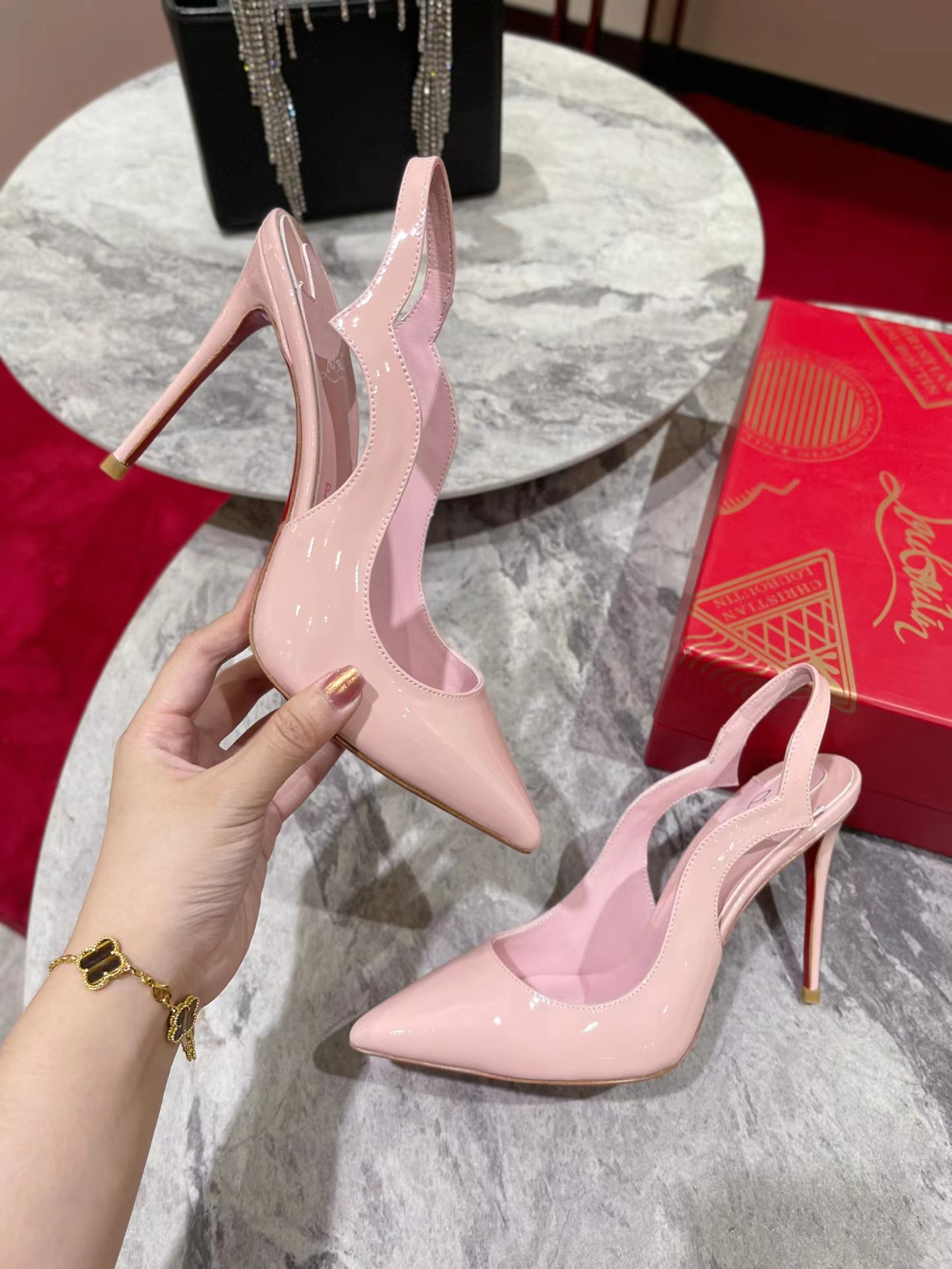 Hot Chick Sling 100 mm Pink Patent Leather