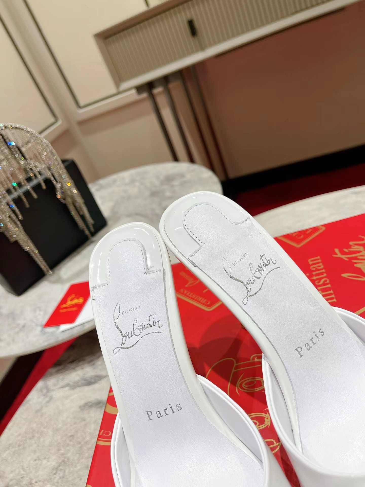 Me Dolly 100 mm Mules Patent Calf Bianco