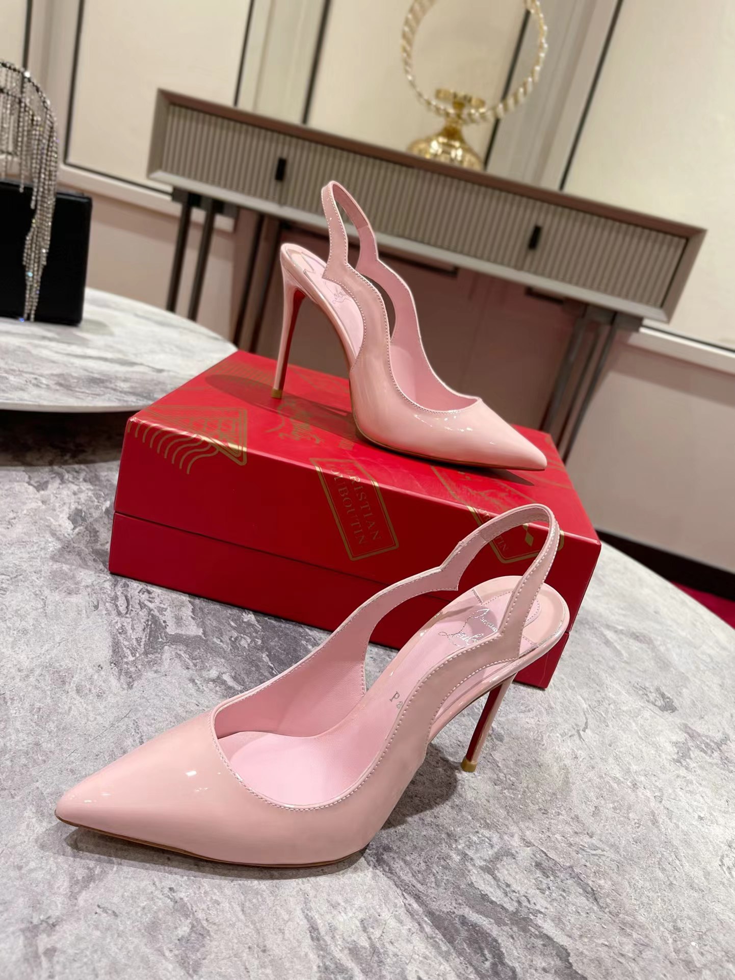 Hot Chick Sling 100 mm Pink Patent Leather