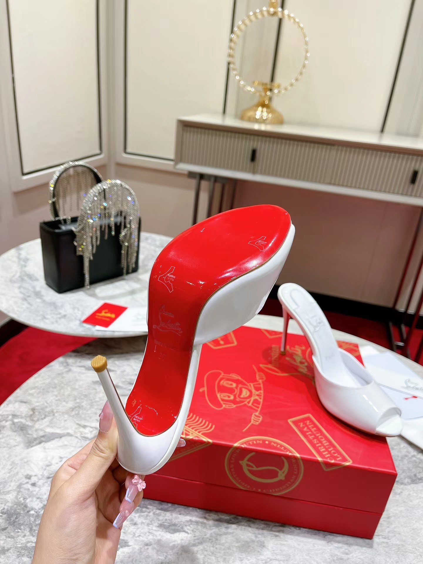 Me Dolly 100 mm Mules Patent Calf Bianco