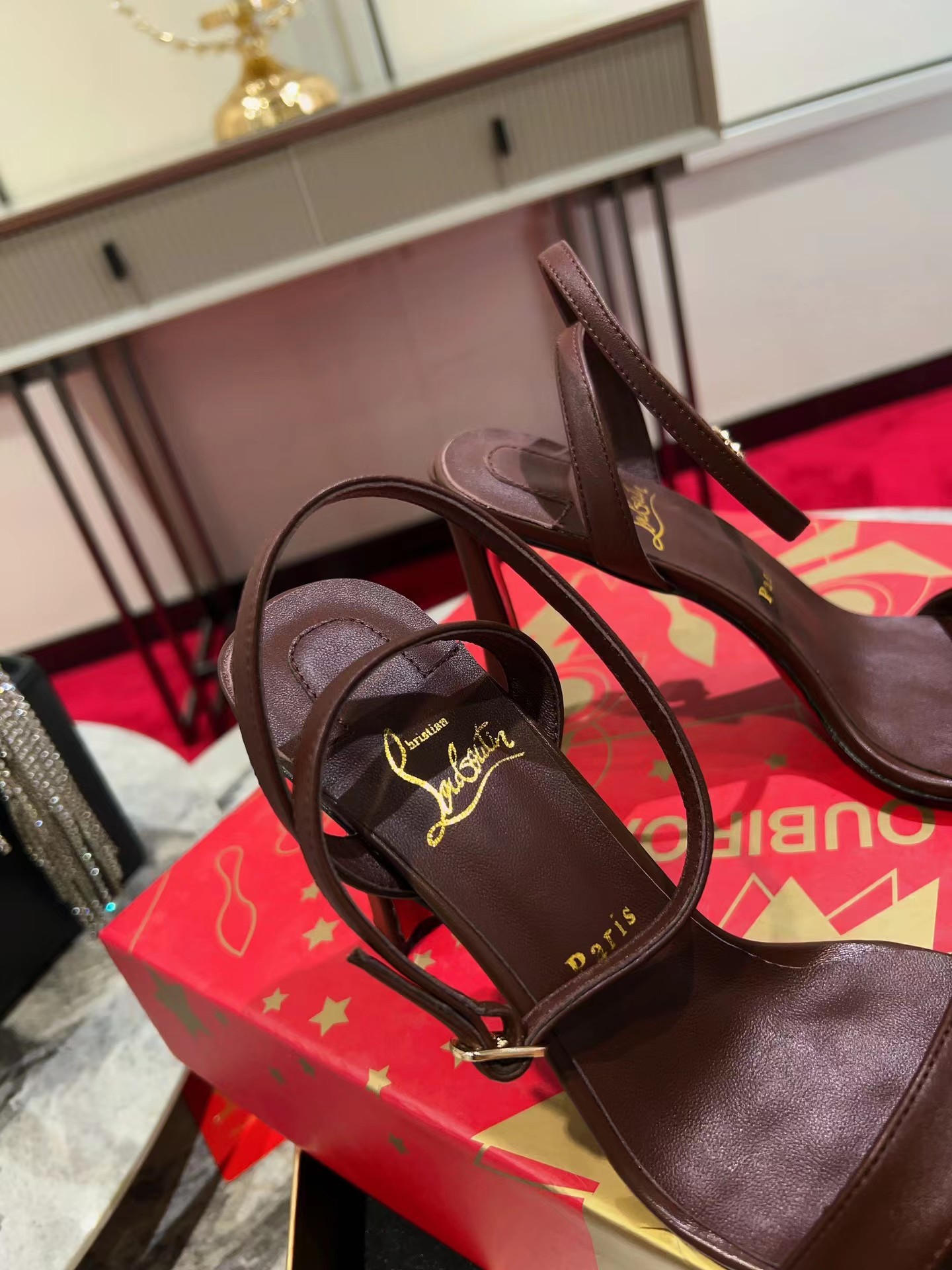 Condora Queen 100 mm Sandals Nappa Leather Coffee Color