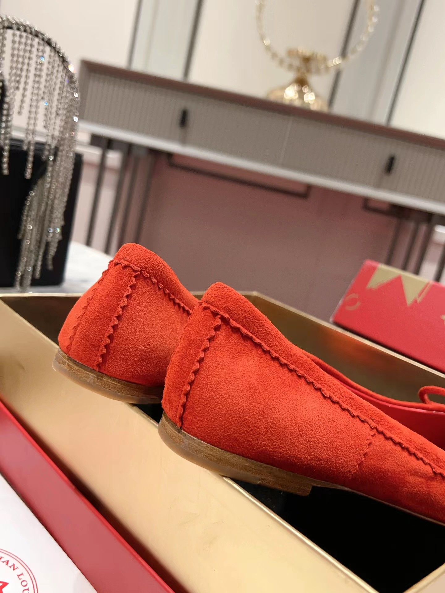 Mamadrague Ballerinas Veau Velours Red