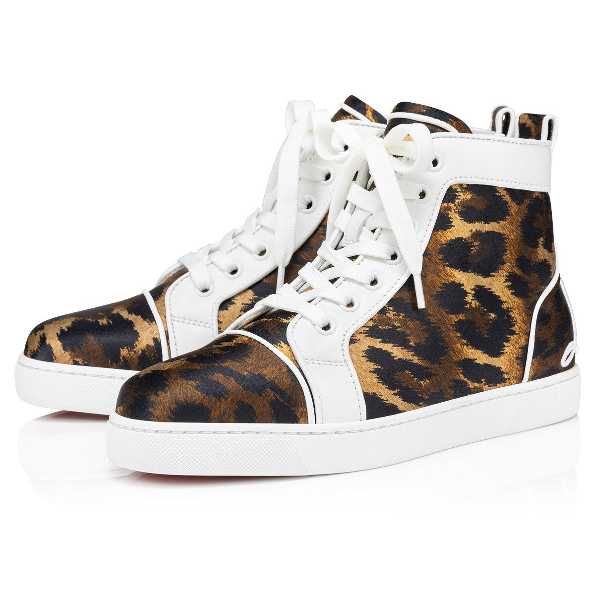 Fun Louis Woman Crepe Satin Pony Kitty Print Brown High-top Sneakers