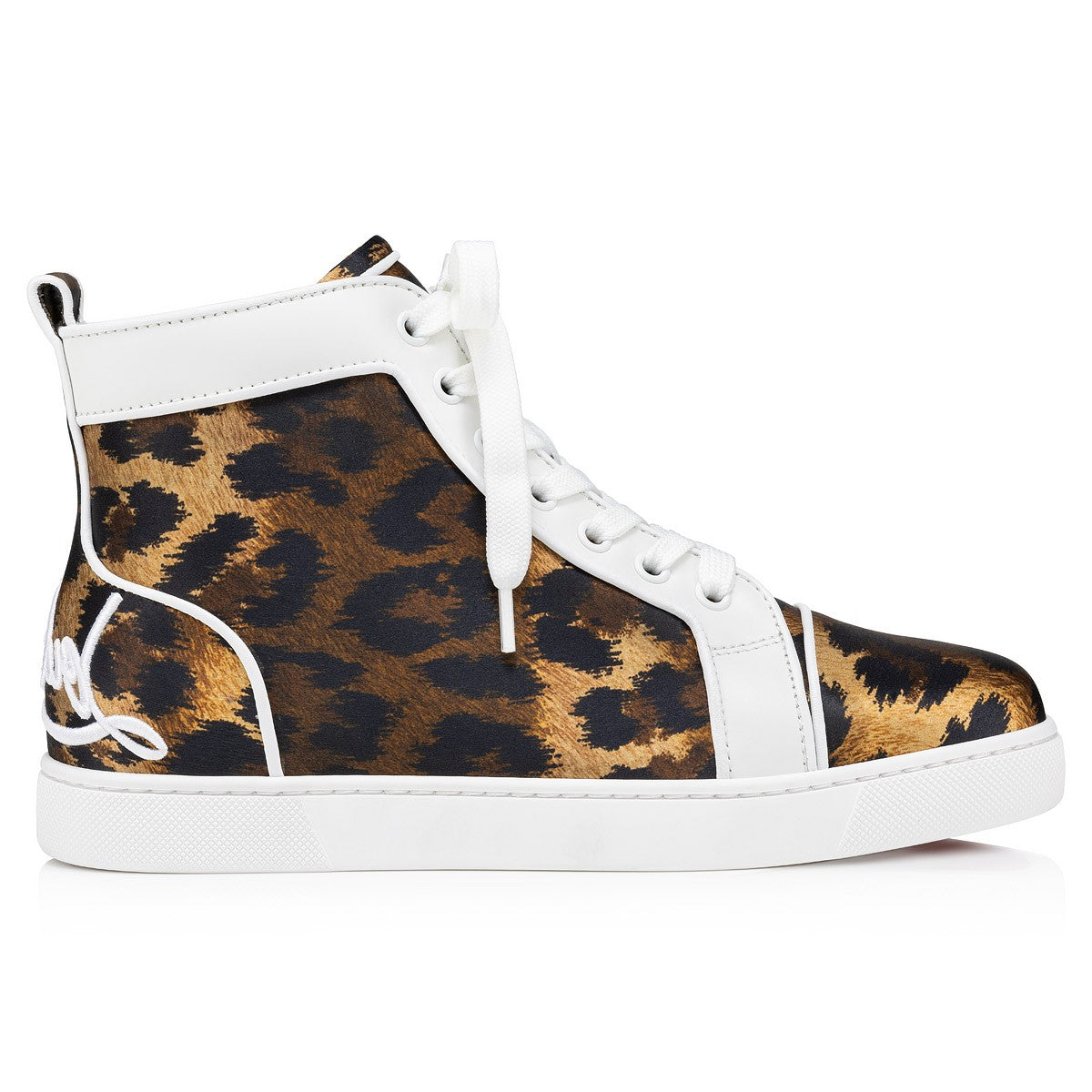 Fun Louis Woman Crepe Satin Pony Kitty Print Brown High-top Sneakers