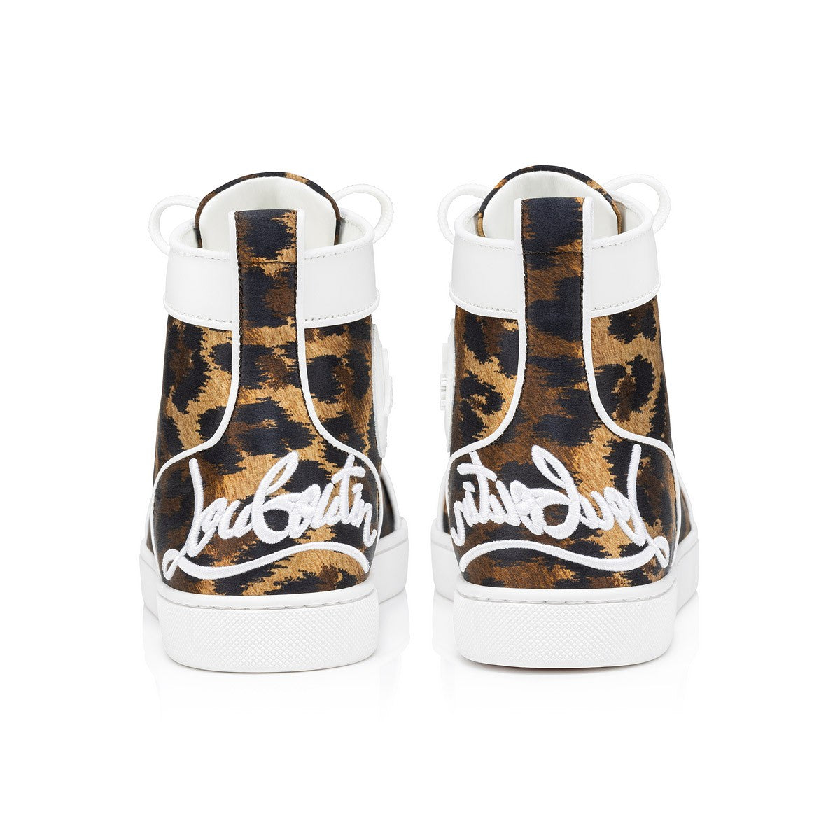 Fun Louis Woman Crepe Satin Pony Kitty Print Brown High-top Sneakers
