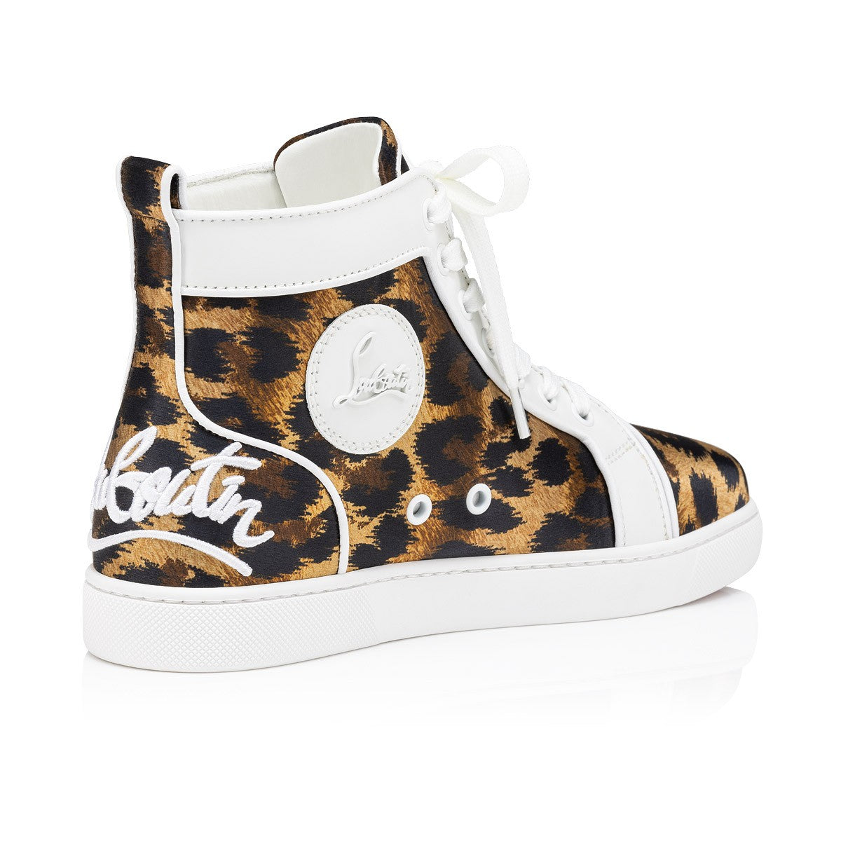 Fun Louis Woman Crepe Satin Pony Kitty Print Brown High-top Sneakers