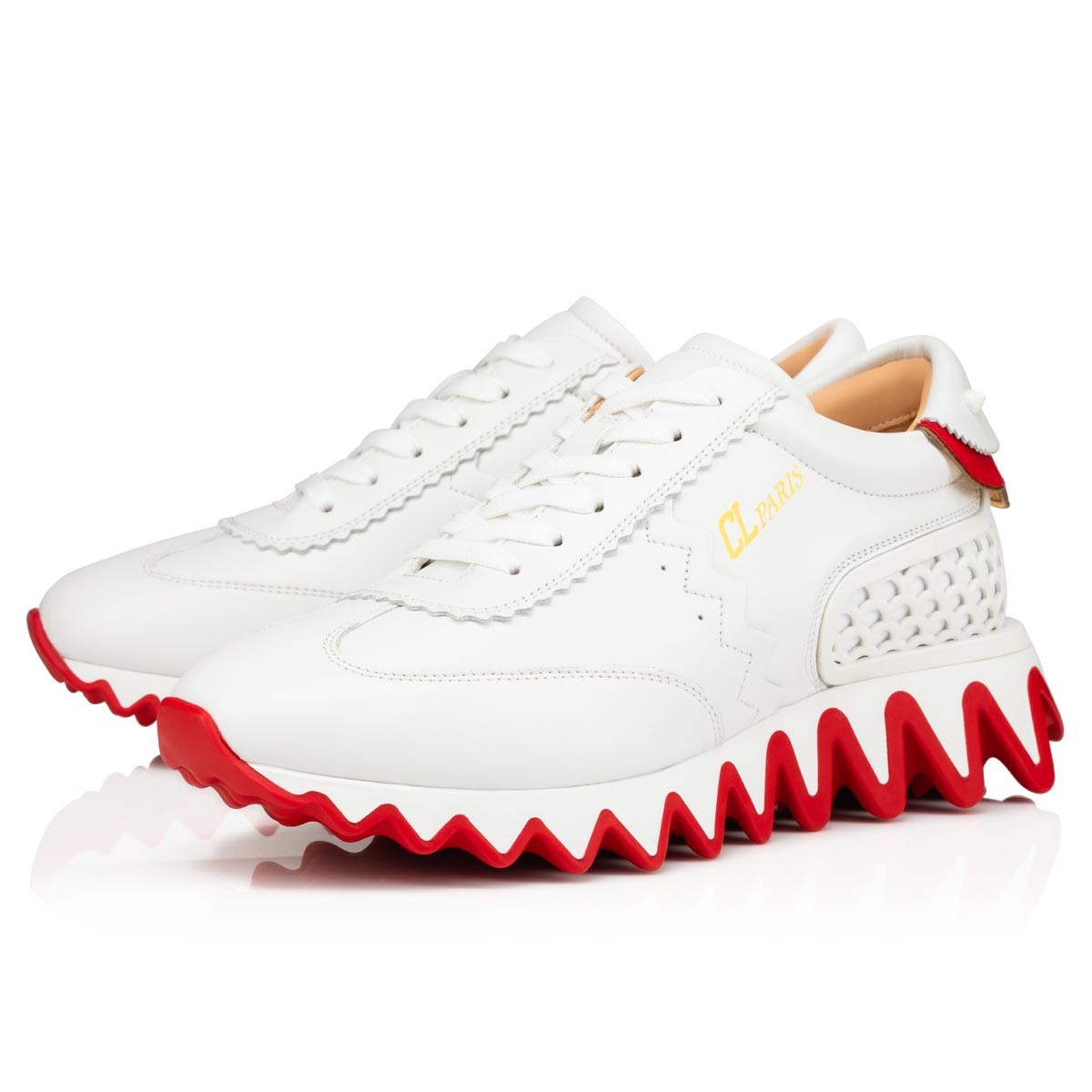 Loubishark Woman Calf Leather and Neoprene Bianco Sneakers