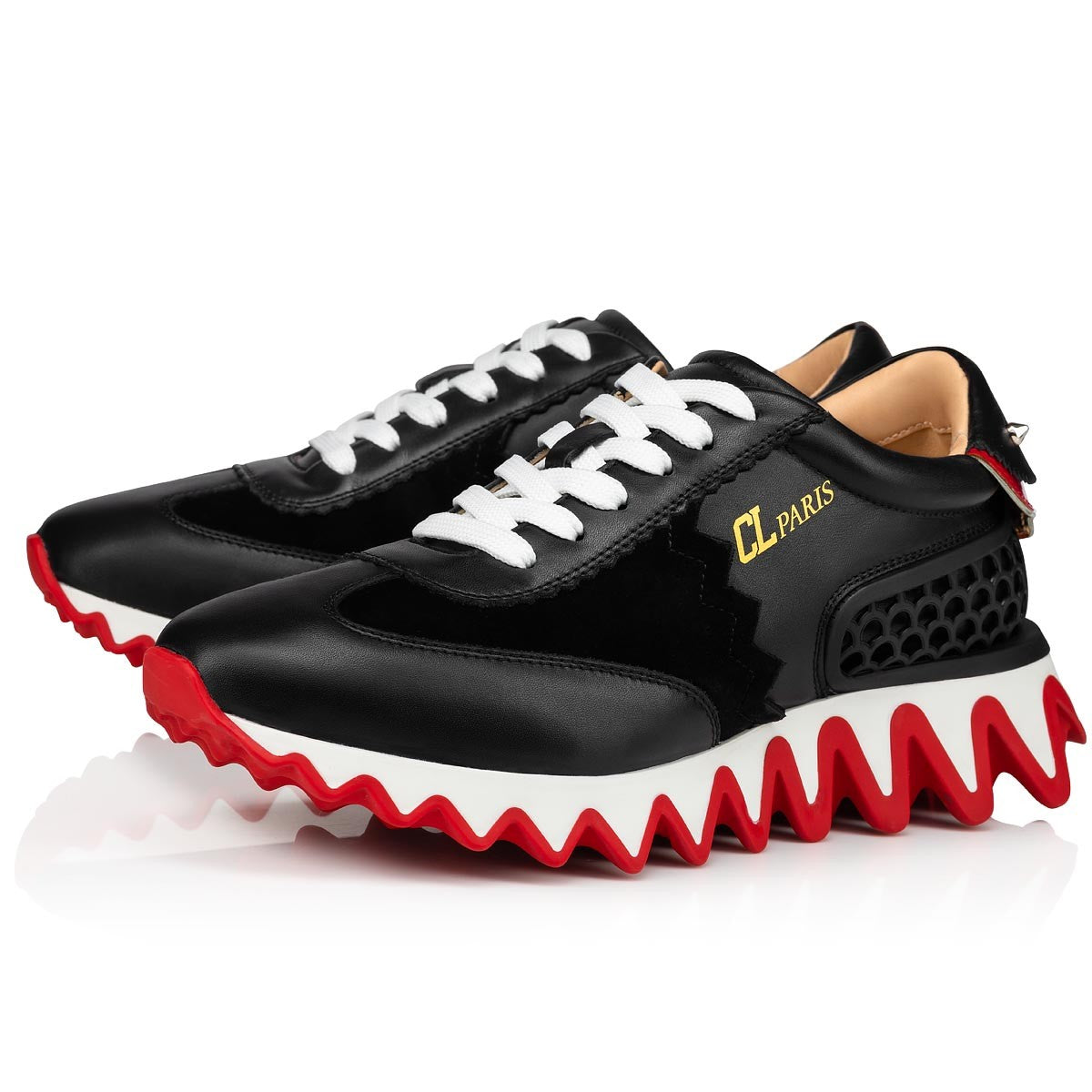 Loubishark Woman Calf Leather and Veau Velours Black Sneakers