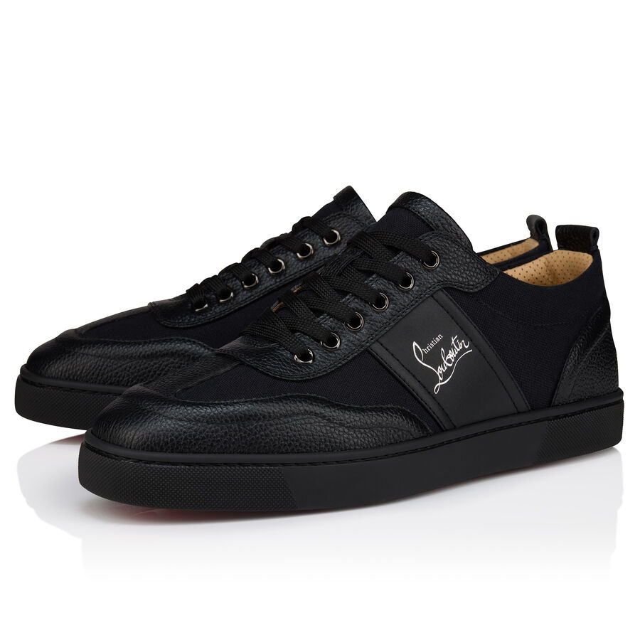 Men's Retero Black Grained Calf Leather Sneakers