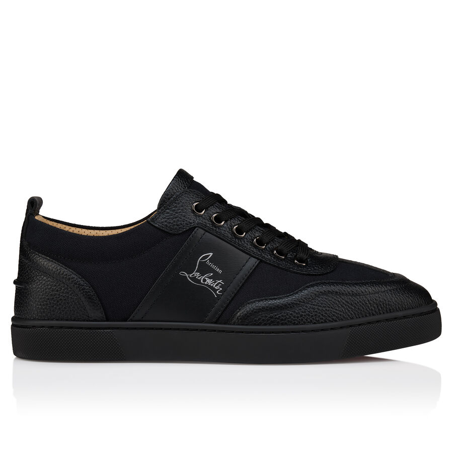 Men's Retero Black Grained Calf Leather Sneakers