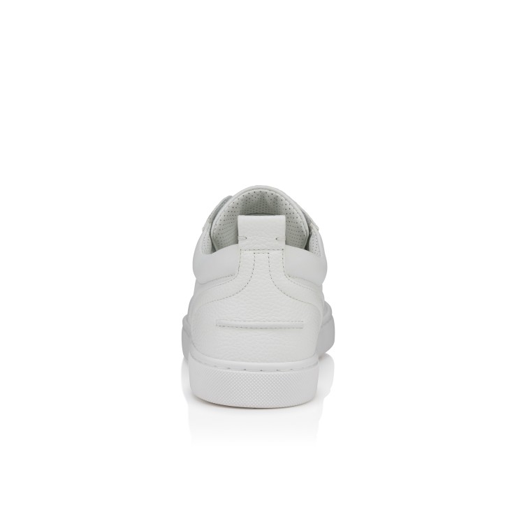 Men's Retero Pure White Grained Calf Leather Sneakers