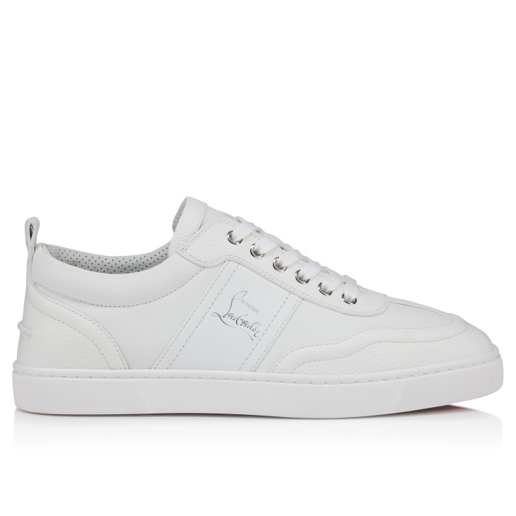 Men's Retero Pure White Grained Calf Leather Sneakers