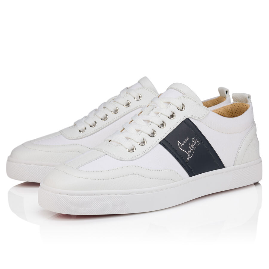 Men's Retero White Grained Calf Leather Sneakers