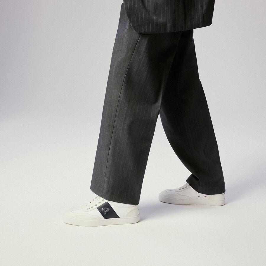 Men's Retero White Grained Calf Leather Sneakers