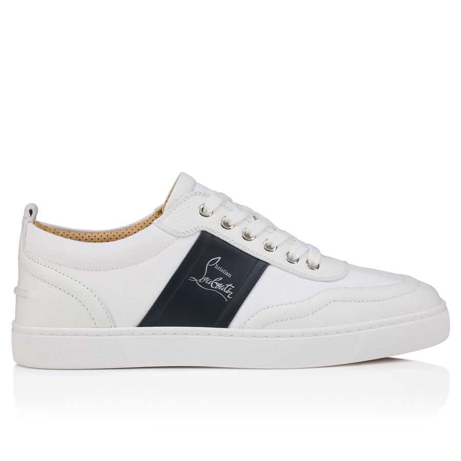 Men's Retero White Grained Calf Leather Sneakers