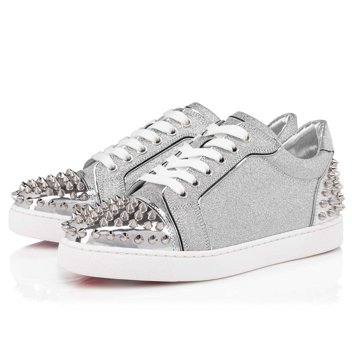 Vieira 2 Glittered Calf Leather and Spikes Silver Low-top Sneakers
