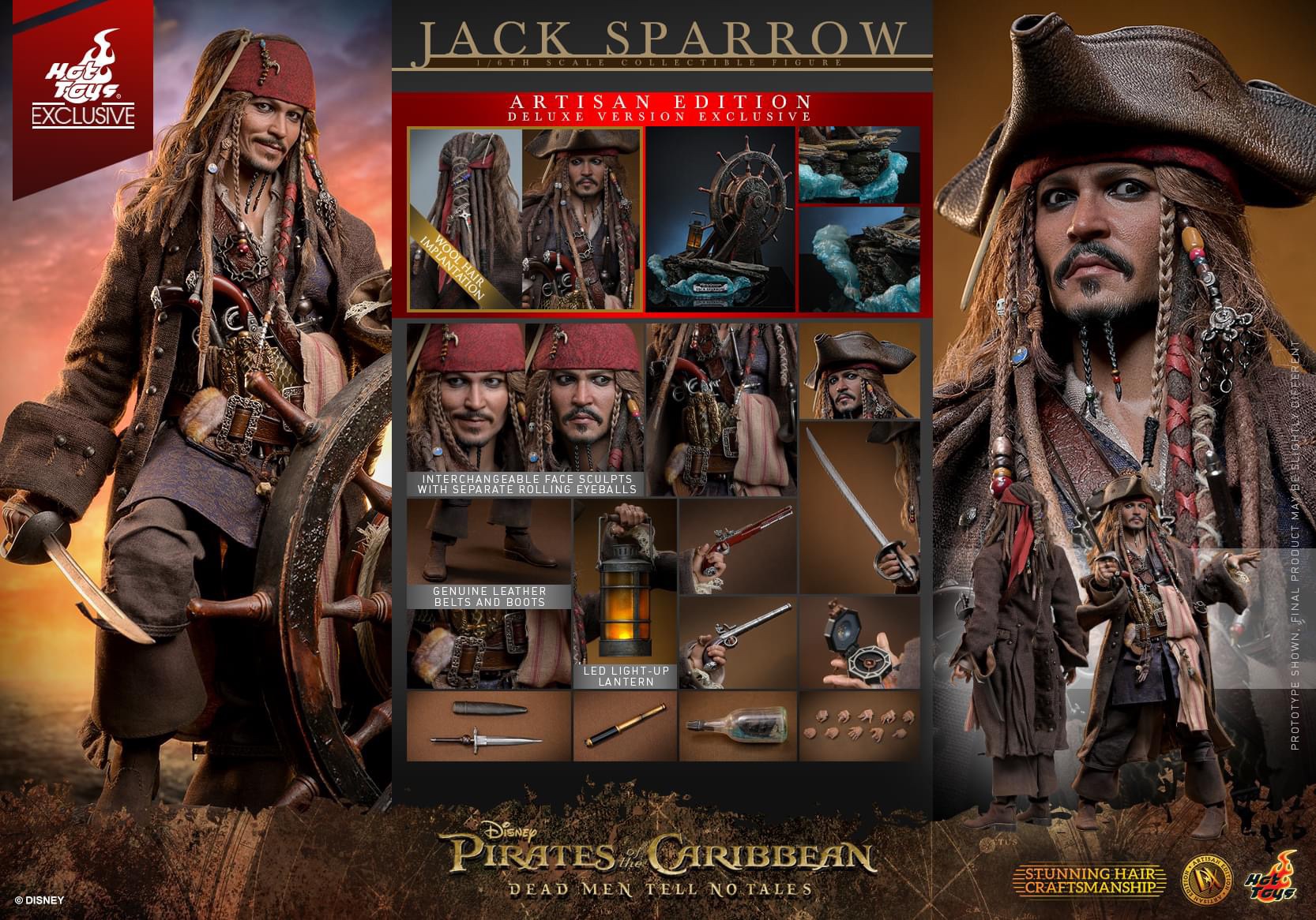 HOT TOYS Pirates of the Caribbean: Dead Men Tell No Tales - 1/6th scale Jack Sparrow Collectible Figure (Artisan Edition Deluxe Version) [Hot Toys Exclusive]