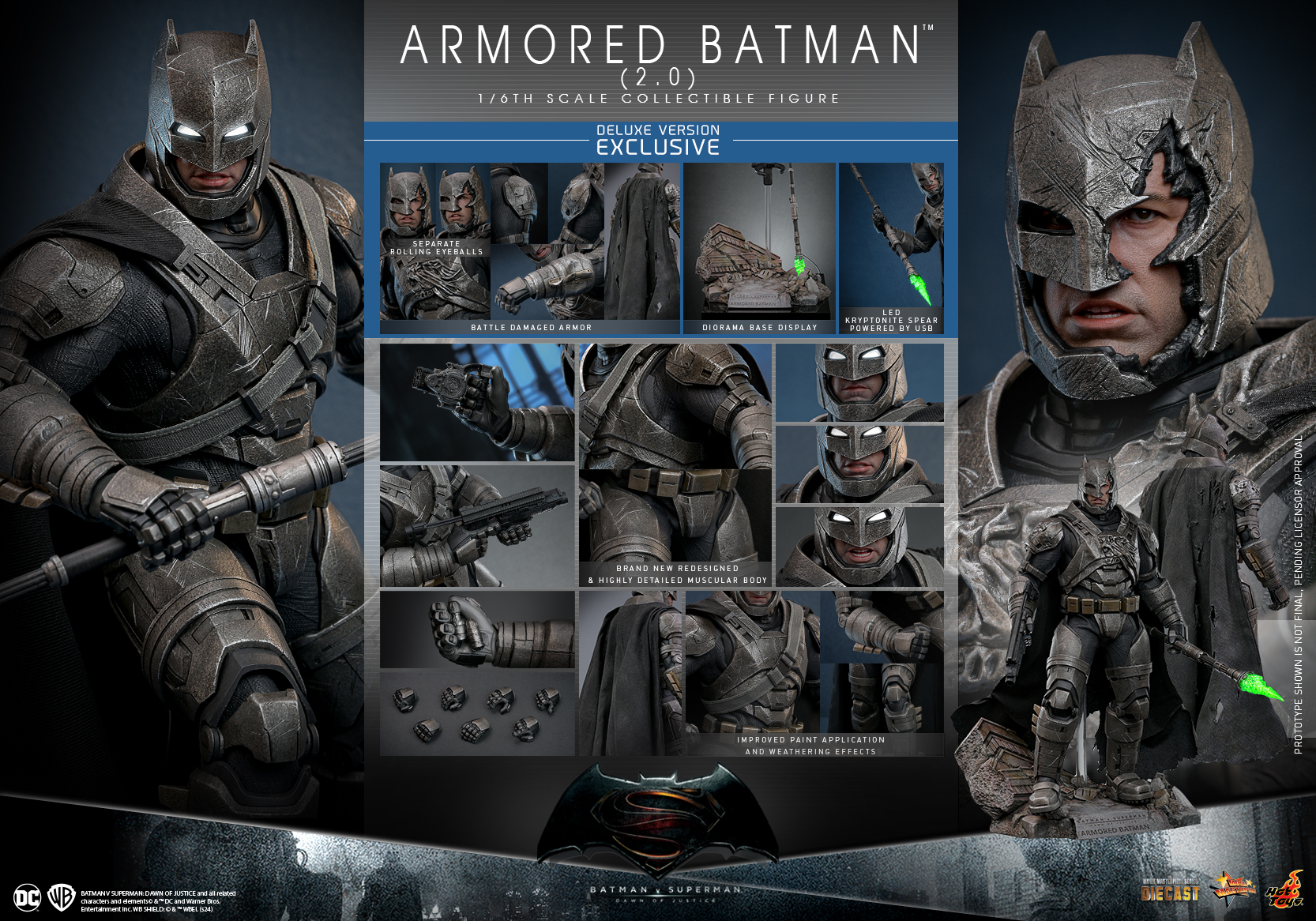 HOT TOYS MMS742D62 MMS743D63 Batman v Superman: Dawn of Justice 1/6th scale Armored Batman (2.0) Collectible Figure