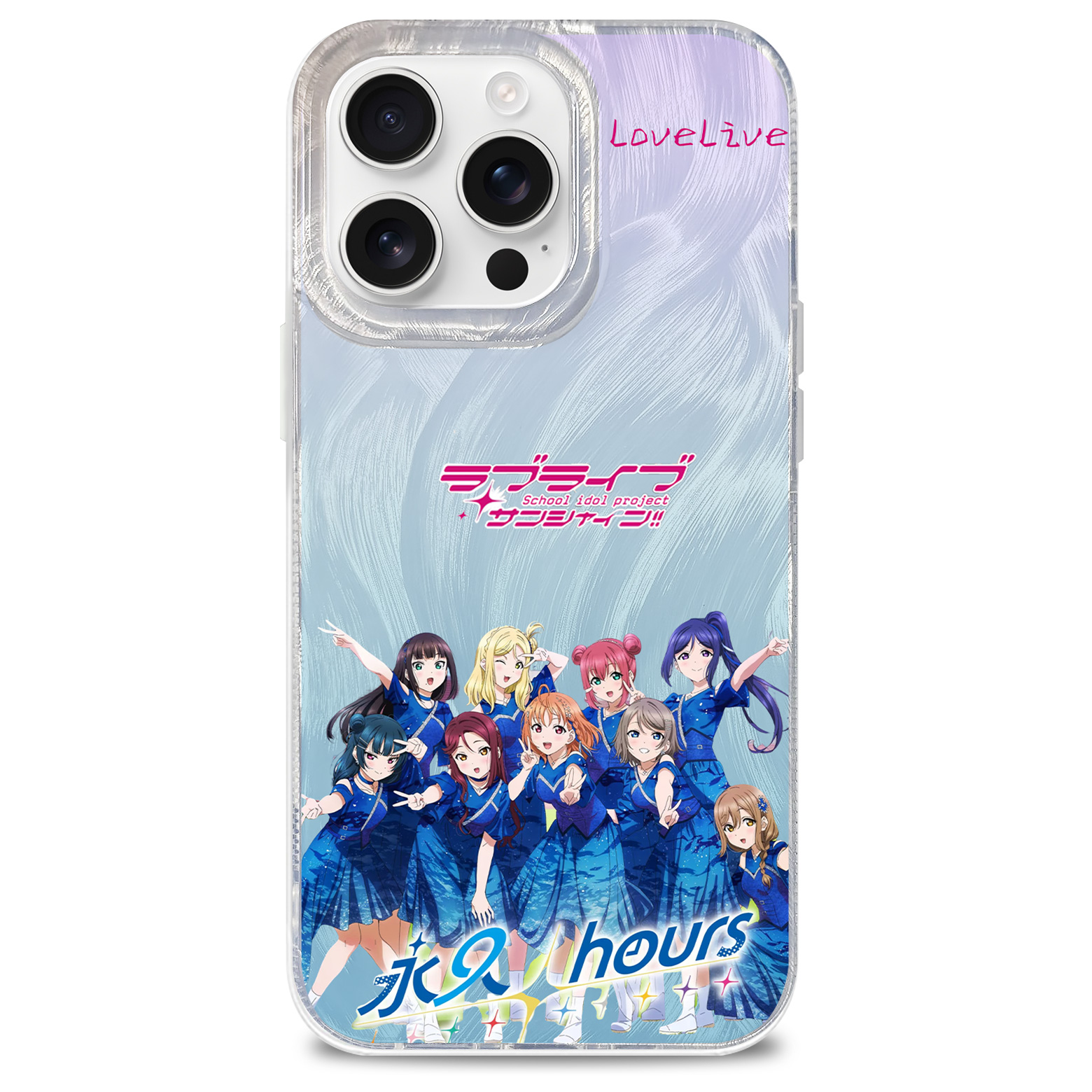 フェザーテクスチャーレーザーグラデーションスマートフォンケース【Aqours/永久hours】