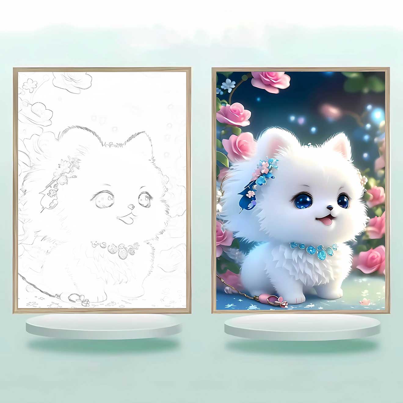 夕暮れの光と影のフレーム【ネコ匹】