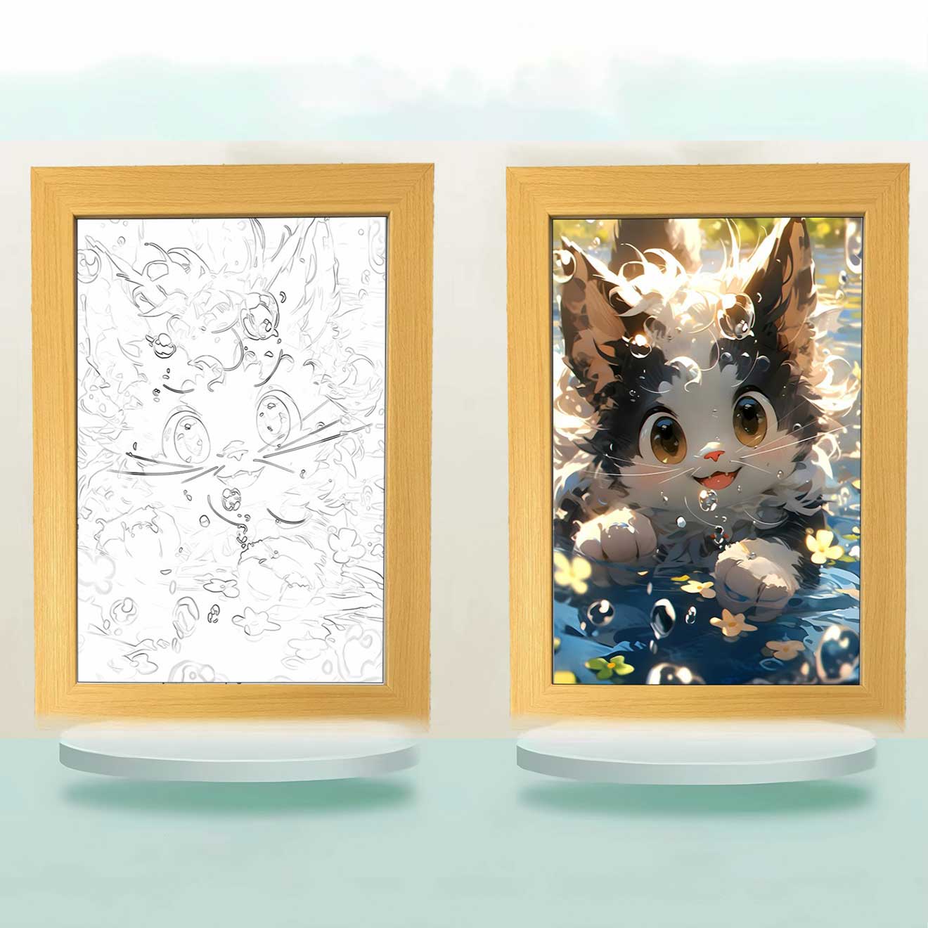 夕暮れの光と影のフレーム【ネコ匹】