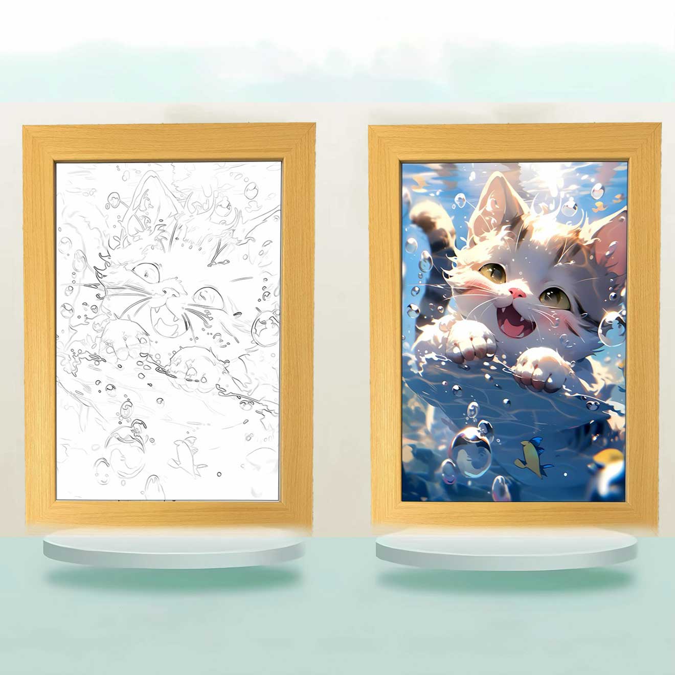 夕暮れの光と影のフレーム【ネコ匹】