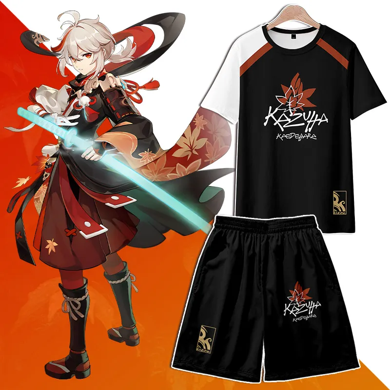 原神楓原万葉のプリントTシャツ＆ショートパンツ