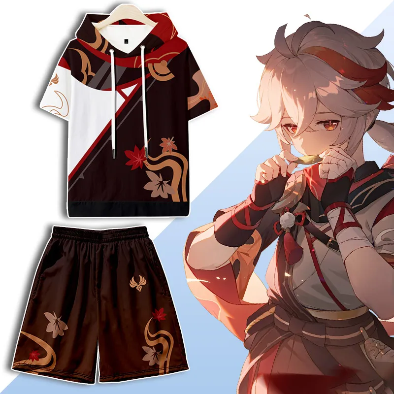 原神楓原万葉のプリントTシャツ＆ショートパンツ