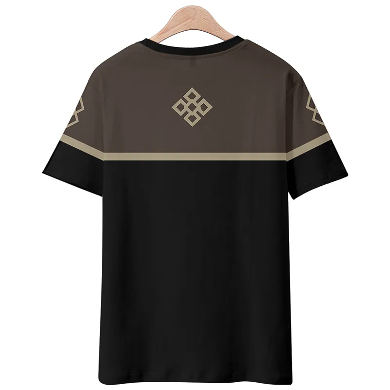 原神鍾離のプリントトレンディなゆったりシャツ＆ショートパンツ