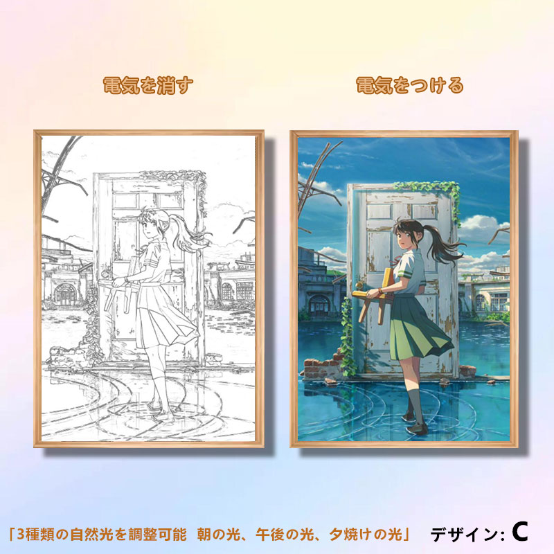 夕暮れの光と影の絵【すずめの戸締まり】3種類