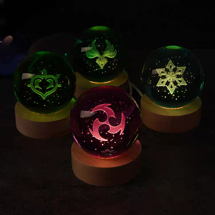 原神 神の目 水晶球 ナイトライト 6CM