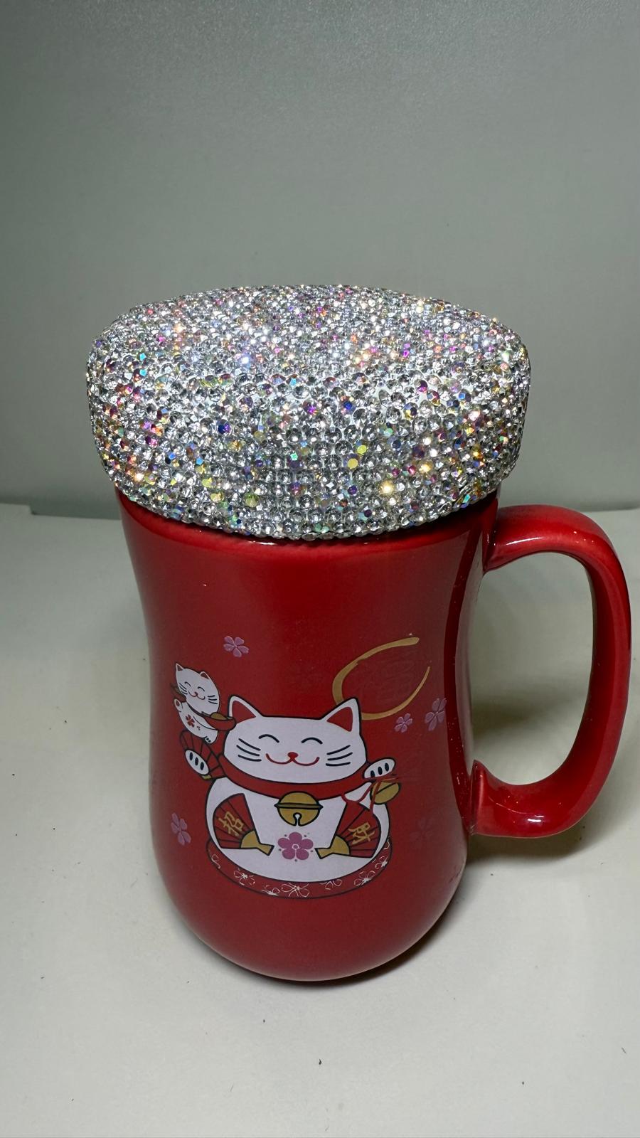 Porcelain Cup Tall - Fortune Cat