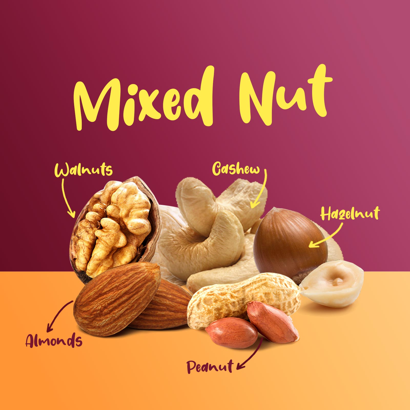 Walnut, Cashew, Almond, Peanut, Hazelnuts(250g)