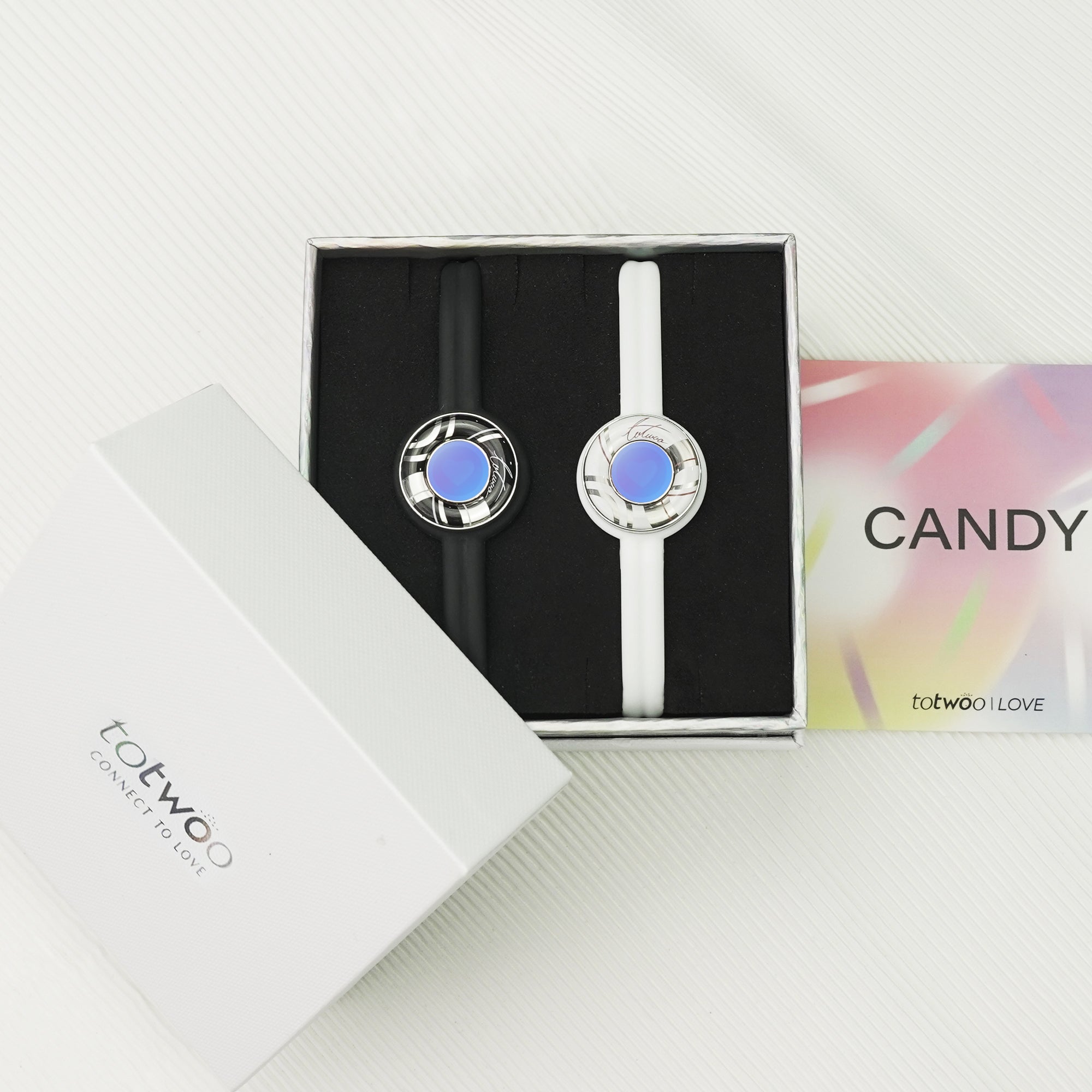 Candy 長距離タッチブレスレット スマートブレスレット ペアブレスレット インタラクティブ可能 (Black+White) Style B