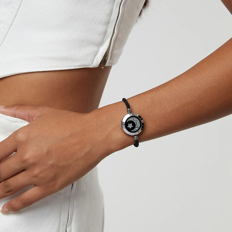 ミラノロープ付きサン＆ムーンタッチブレスレット（シルバー+シルバー）