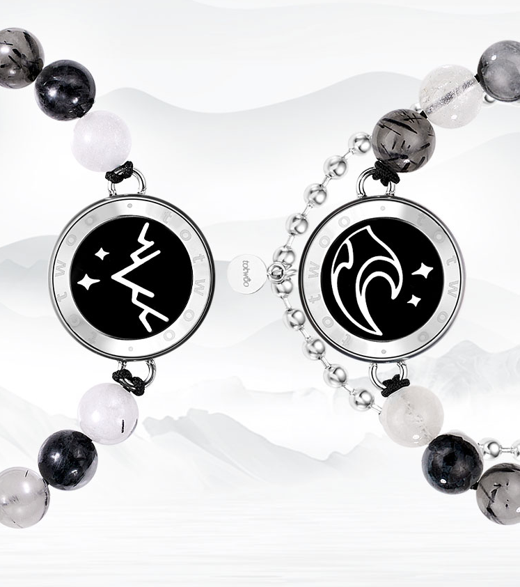 Mountain&Sea Touch Bracelets with Beaded Tourmaline Quartz