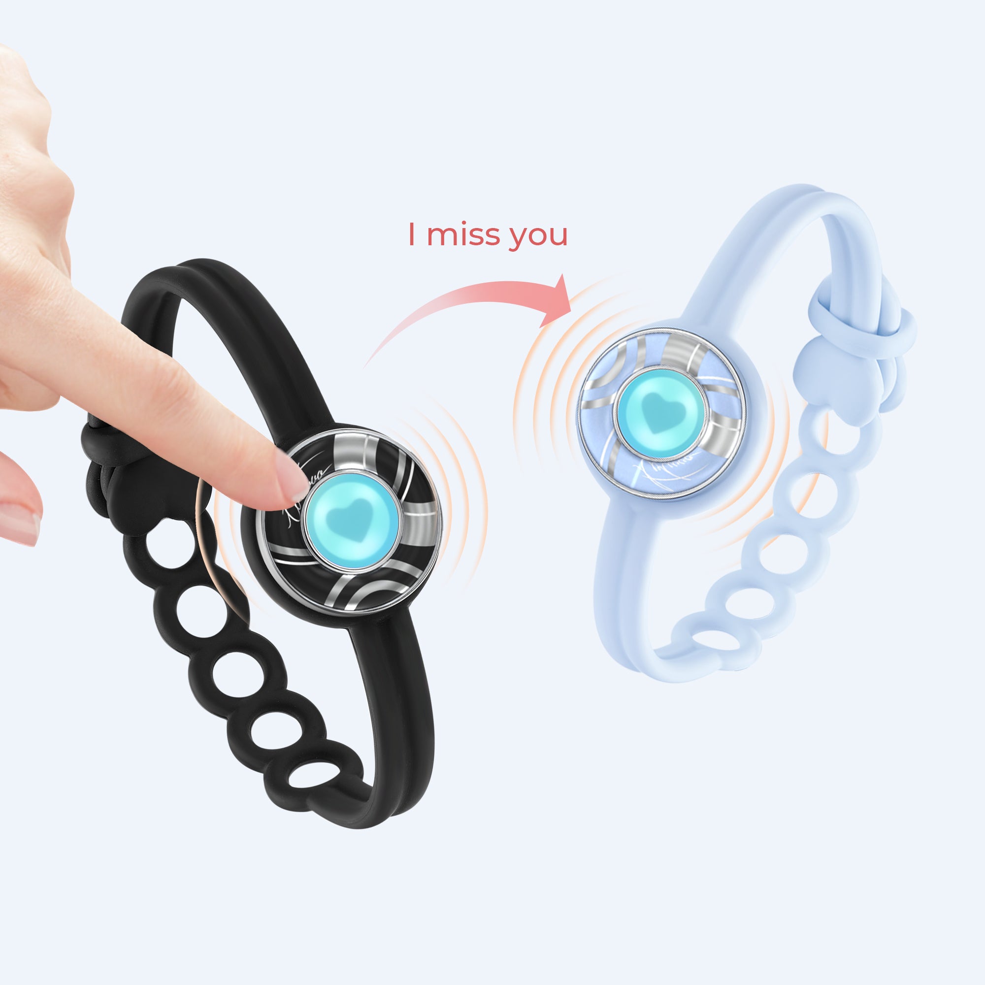 Candy 長距離タッチブレスレット スマートブレスレット ペアブレスレット インタラクティブ可能 (Marshmallow Blue)-Style B