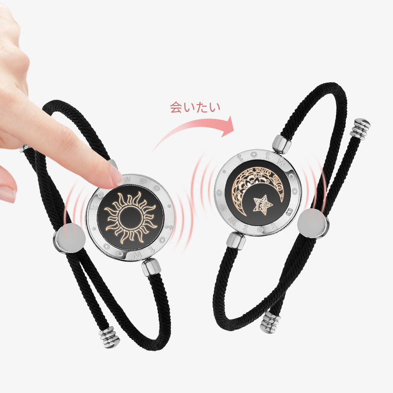 ミラノロープ付きサン＆ムーンタッチブレスレット（シルバー+シルバー）