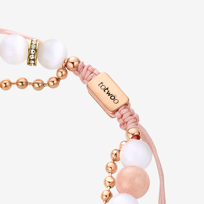 Sun & Moon 夢幻的なビーズ付きタッチブレスレット (ブラック＋ローズゴールド)