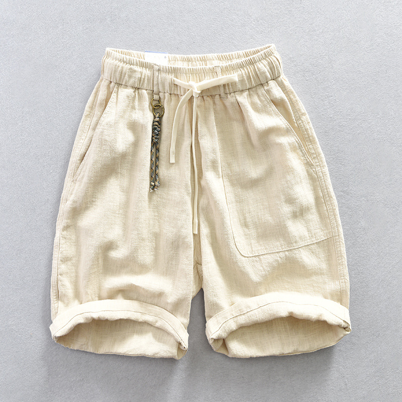 T125 Men's Cotton and Linen Casual Cargo Shorts