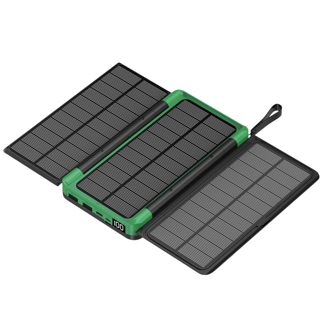 Solar Power Bank 20000mAh 3C Certified, Full Capacity, Digital Display, Wireless Charging with Flashlight