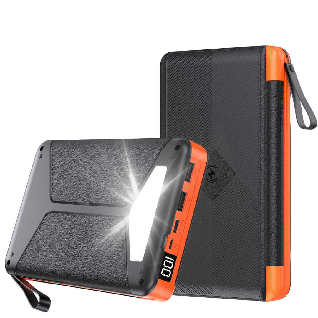 Solar Power Bank 20000mAh 3C Certified, Full Capacity, Digital Display, Wireless Charging with Flashlight