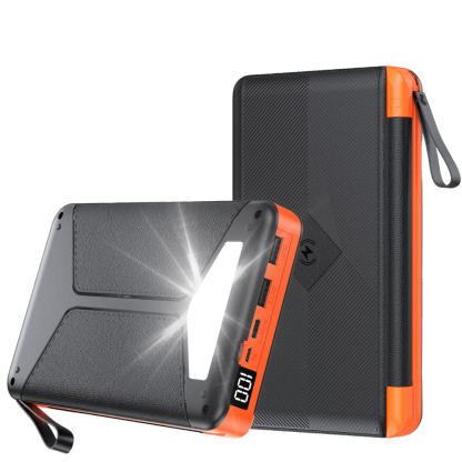 Solar Power Bank 20000mAh 3C Certified, Full Capacity, Digital Display, Wireless Charging with Flashlight