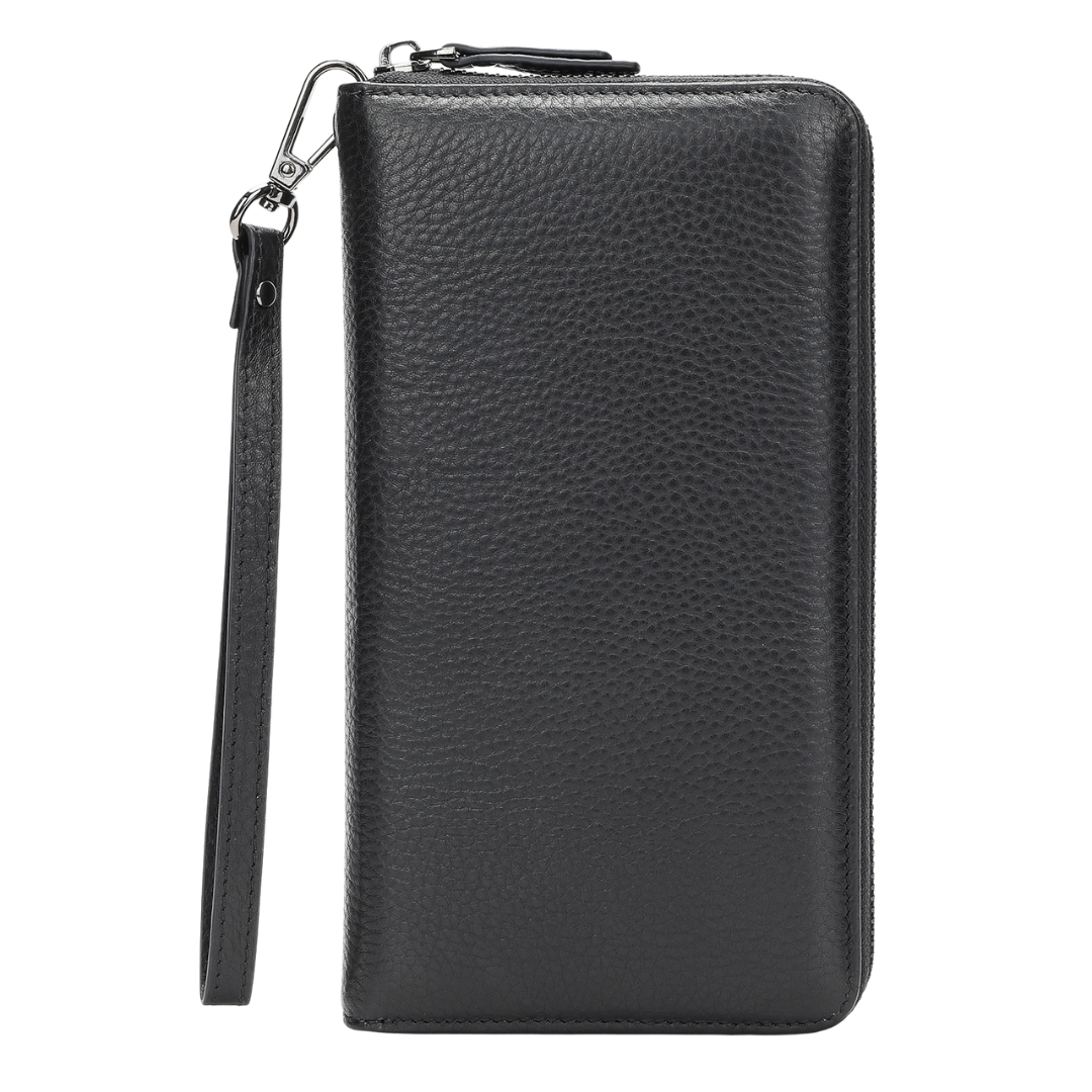 Premium Cowhide Long Wallet & Clutch