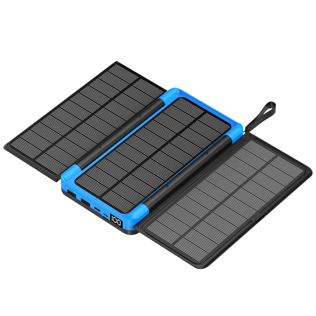 Solar Power Bank 20000mAh 3C Certified, Full Capacity, Digital Display, Wireless Charging with Flashlight